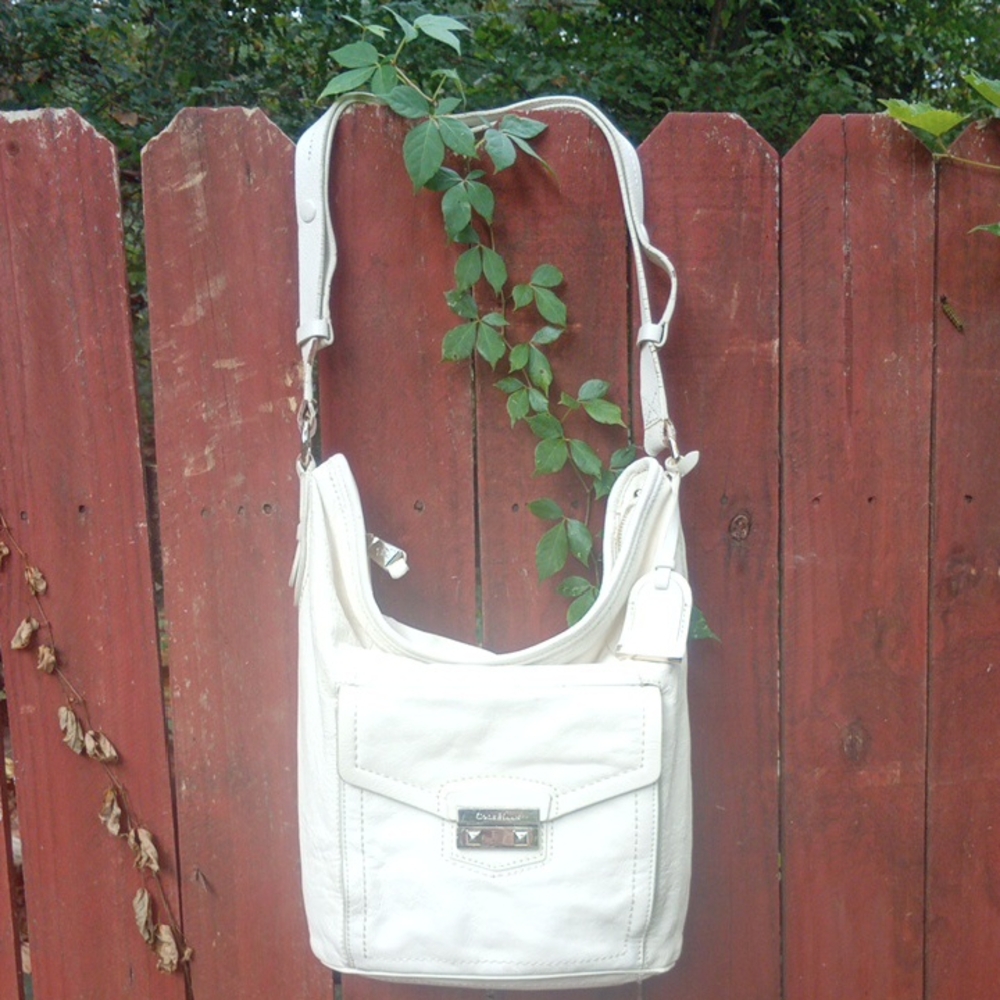 Cole Haan White Leather Bag with Gold Clasp